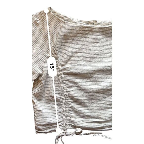 Zara Basic Medium 3/4 sleeve ruched drawstring striped top - Picture 4 of 7